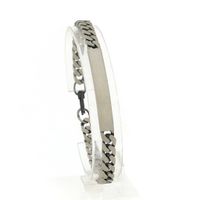 Silver robust gourmet link bracelet with engraving plate | 20 cm