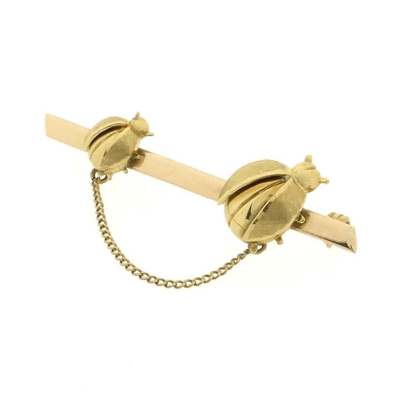 Image 8 of Gold brooch with ladybugs