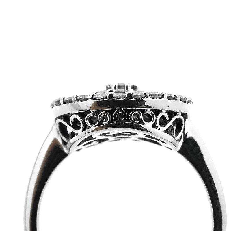 Image 13 of 18-karat white gold vintage cocktail ring with 1.96 ct. diamonds.