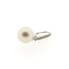 Image 4 of White gold stud earrings with pearl and diamond | 0.03 ct.