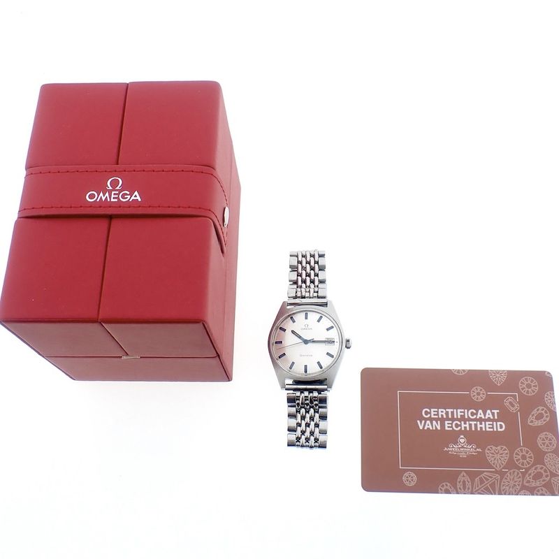 Image 9 of Omega Genève; Vintage horloge met unieke blauwe details