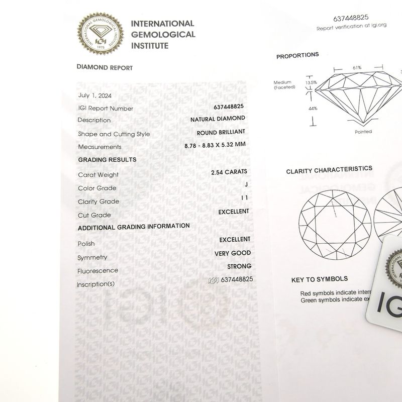 Image 5 of 2.54 ct. Brilliant cut diamond J/I1 + IGI Certificate - Natural diamond