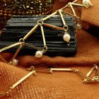 Image 2 of Gold bar necklace with pearls