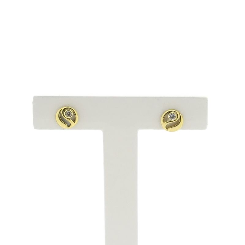 Image 1 of Gold stud earrings with zirconia