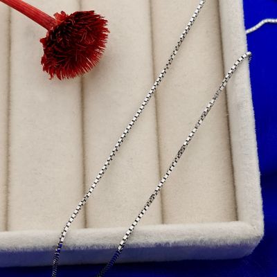 Image 2 of White Gold Venetian Box Chain Necklace