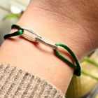 Image 2 of Forever Knots® Green Satin Bracelet with Silver Link