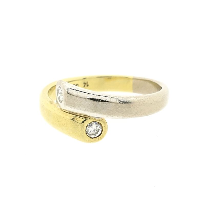 Image 3 of Two-tone gold Toi et moi ring with diamonds; 0.20 ct.