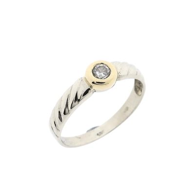 Image 1 of Two-tone gold solitaire ring with zirconia.