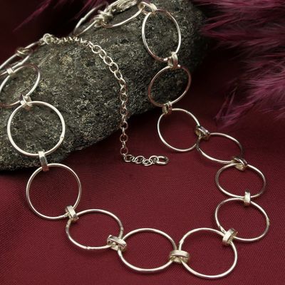 Image 2 of Silver link chain with rings | 42 cm