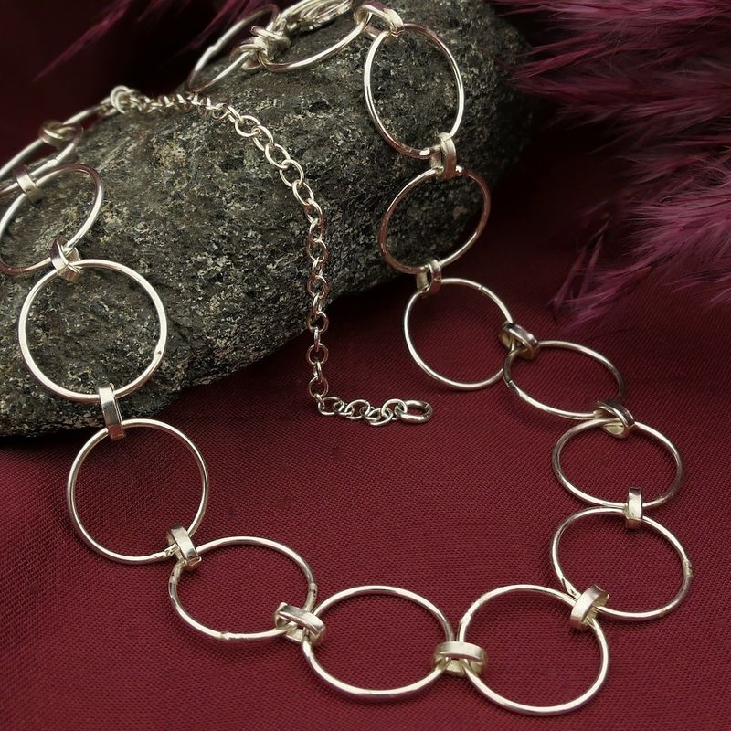 Image 2 of Silver link chain with rings | 42 cm
