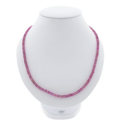 Image 1 of 9K Pink Tourmaline Bead Necklace | 45cm
