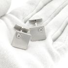 Image 8 of White gold cufflinks with diamond; 0.16 ct.