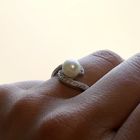 Image 6 of 18k White Gold Ring with Pearl and Diamonds