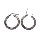 Image 3 of Silver flat earrings with a line pattern | Ø 21 mm