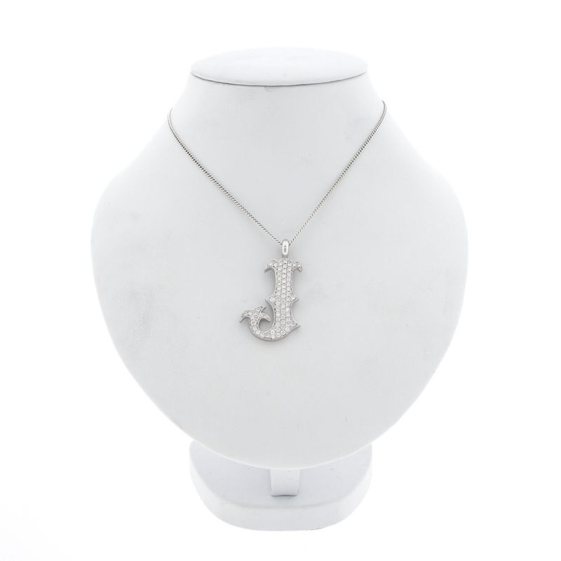 Image 3 of White gold pendant letter J with diamonds 0.345 ct.