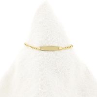 Gouden figaroschakel kinderarmband met graveerplaatje | 13 cm - 14,5 cm