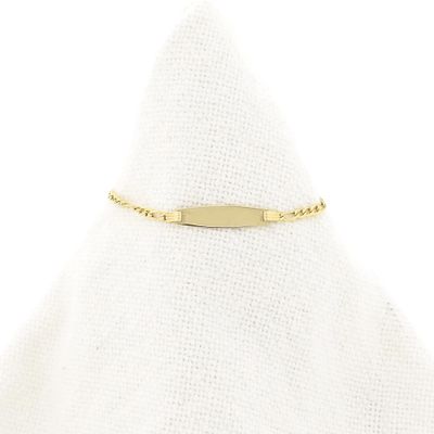 Afbeelding 1 van Gouden figaroschakel kinderarmband met graveerplaatje | 13 cm - 14,5 cm