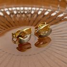 Image 2 of Bicolor gold stud earrings with zirconia