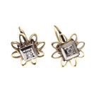 Image 1 of Two-tone gold vintage clip-on earrings with a floral design | 0.06 ct diamond.
