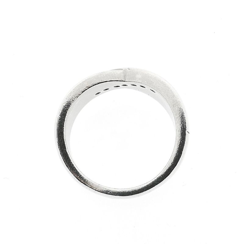 Image 4 of Wide silver crossover ring with zirconia; Fossil