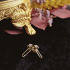 Image 2 of Vintage gold clip-on earrings with diamond; 0.10 ct.