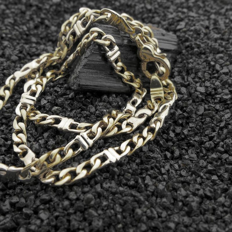 Image 2 of Two-tone gold gourmet link chain