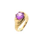 Image 1 of Vintage Gold Ring with Synthetic Purple Gemstone