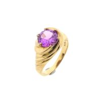 Vintage Gold Ring with Synthetic Purple Gemstone