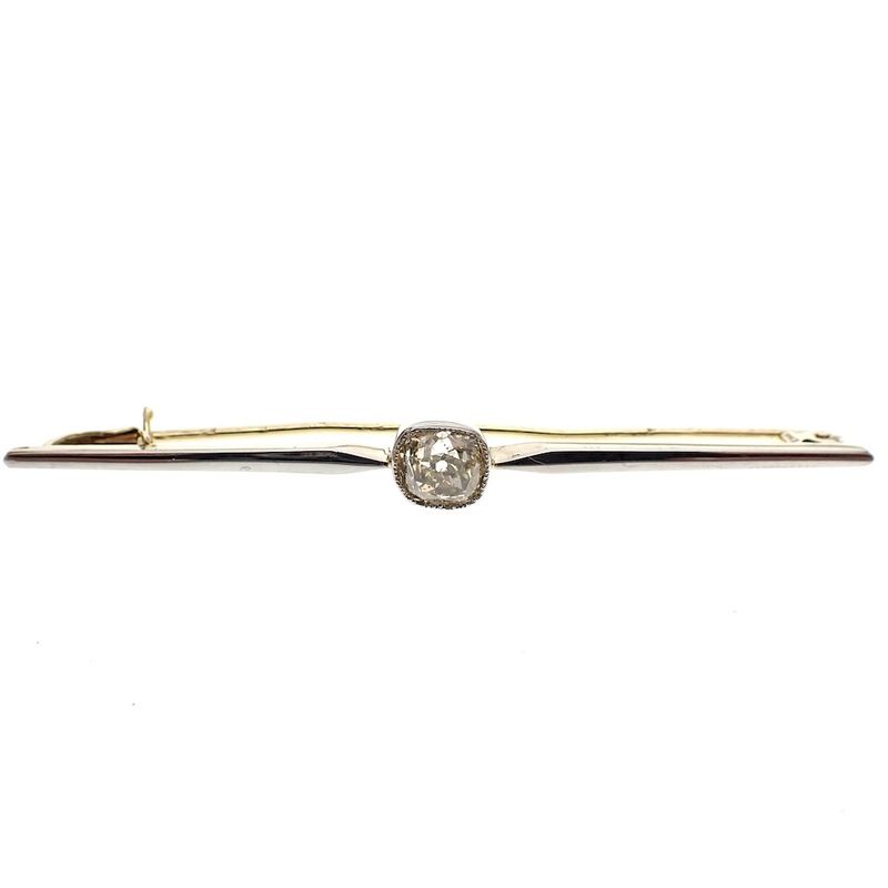 Image 3 of Vintage white gold long narrow brooch with moissanite