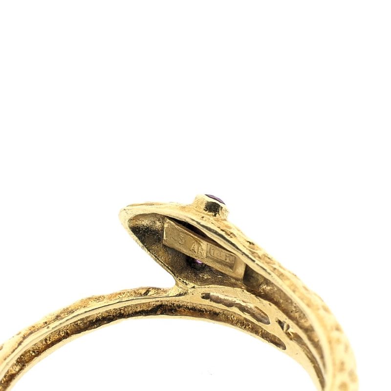 Image 6 of Gold ring; snake with ruby