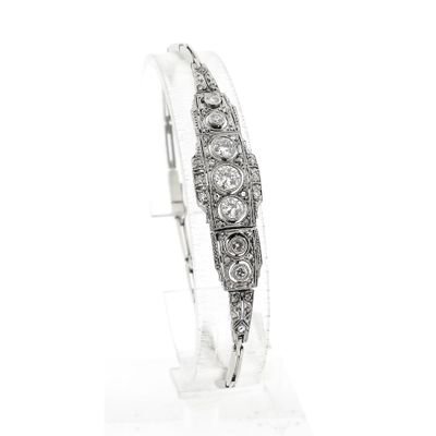 Afbeelding 1 van Witgouden Art-deco armband met diamanten; Ca. 1,29 ct. | 19 cm