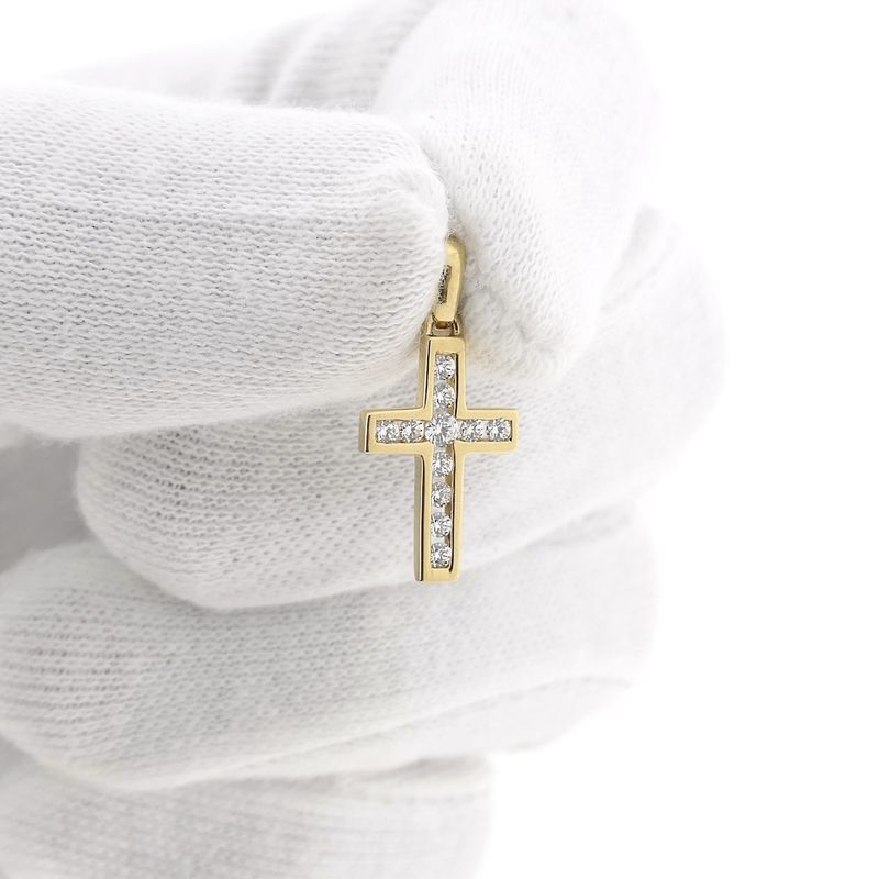 Image 10 of Gold pendant of a cross with zirconia