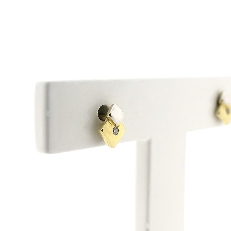 Image 2 of Bicolor gold stud earrings with zirconia
