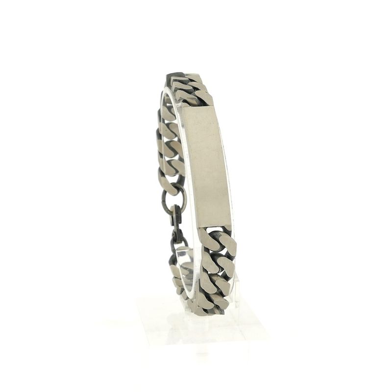 Image 1 of Silver robust gourmet link bracelet with engraving plate; Men | 21 cm