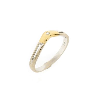 Image 1 of Two-tone gold ring with 0.005 ct diamond.