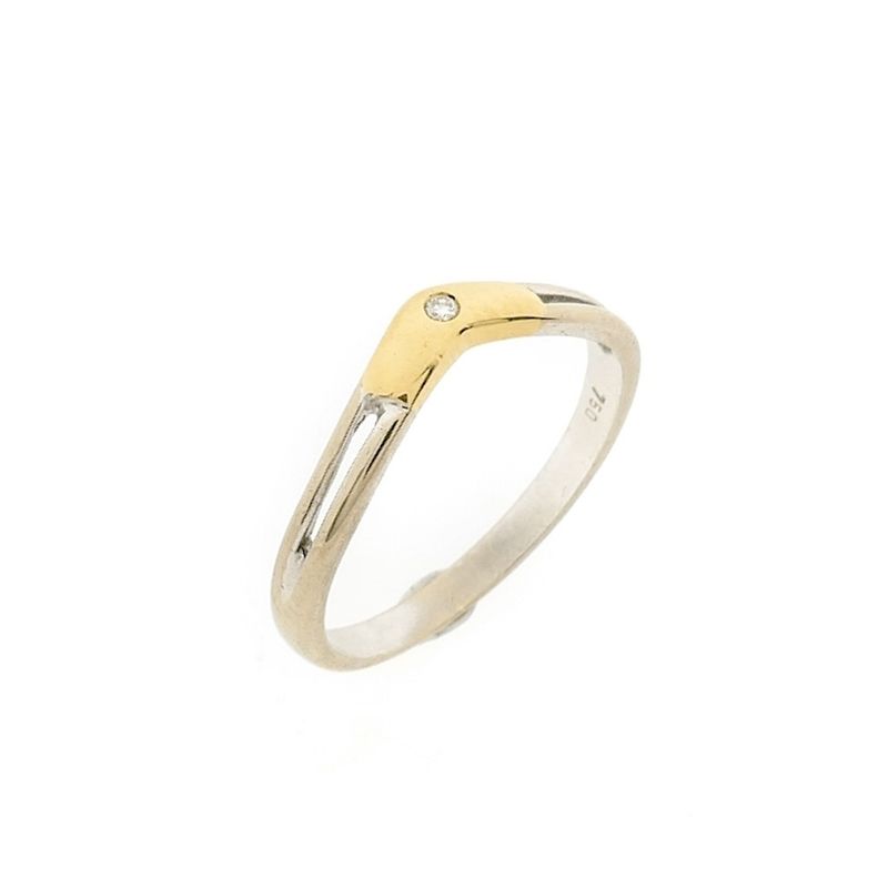 Image 1 of Two-tone gold ring with 0.005 ct diamond.
