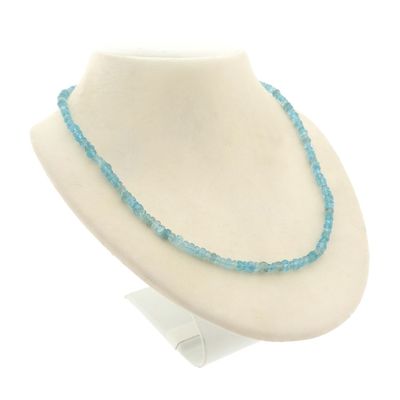 Image 2 of Light blue topaz bead necklace with gold clasp