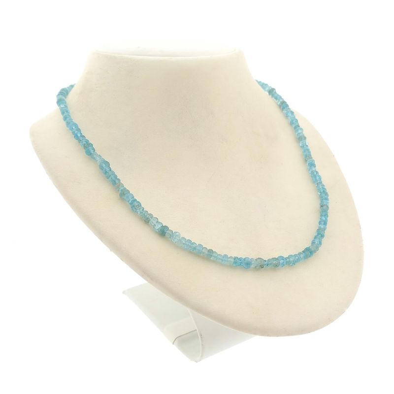 Image 2 of Light blue topaz bead necklace with gold clasp