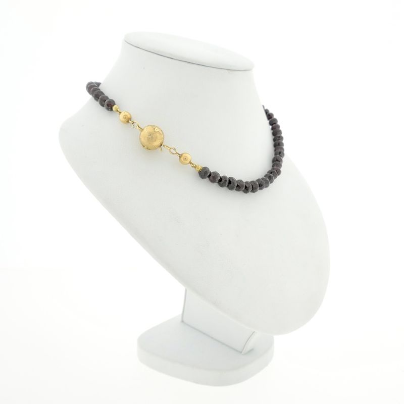 Image 4 of Antique garnet bead necklace with gold decorative clasp