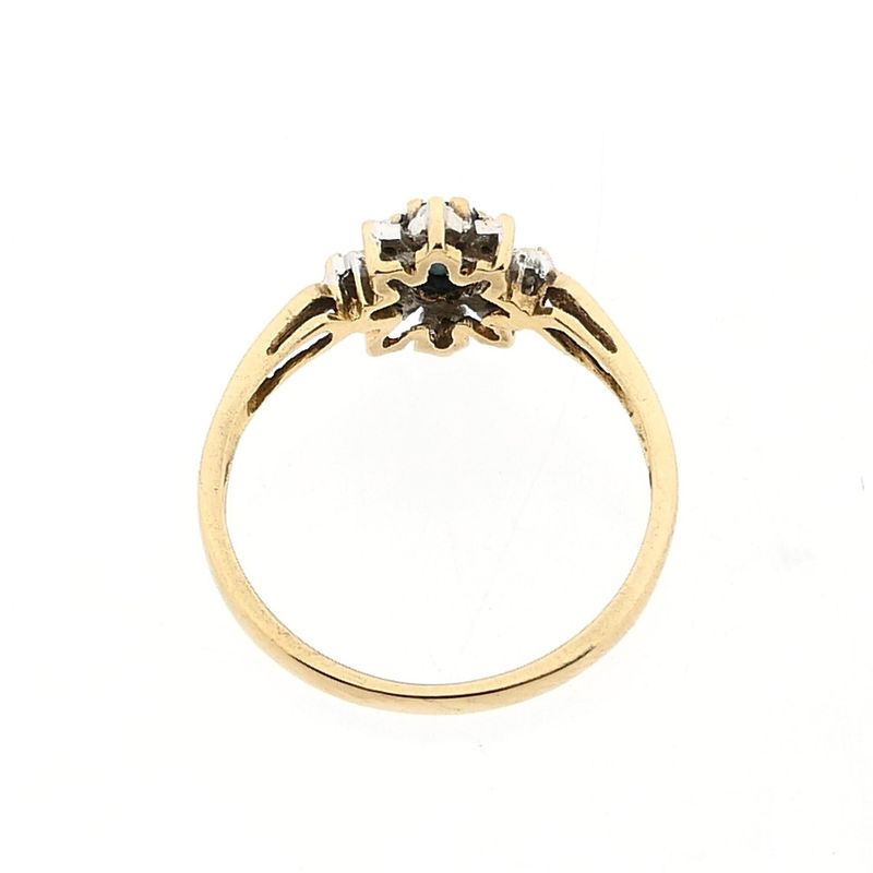 Afbeelding 6 van Gouden ring met saffier en diamant; 0,04 ct.