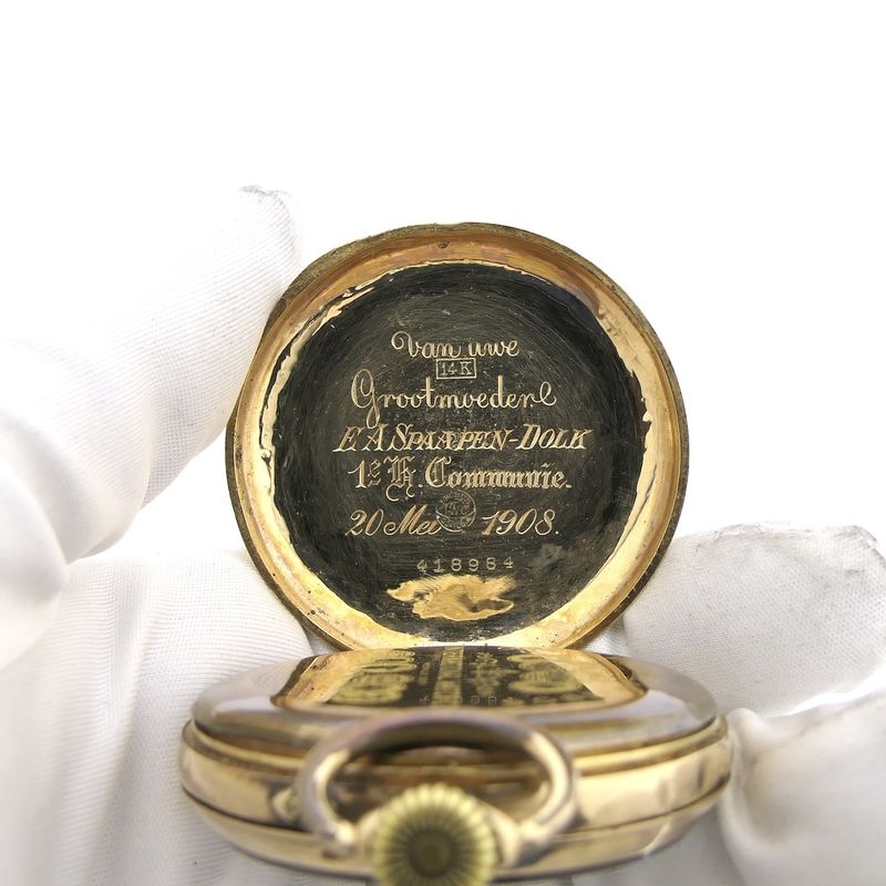Image 11 of Antique 14k gold IWC pocket watch with box and papers from 1908