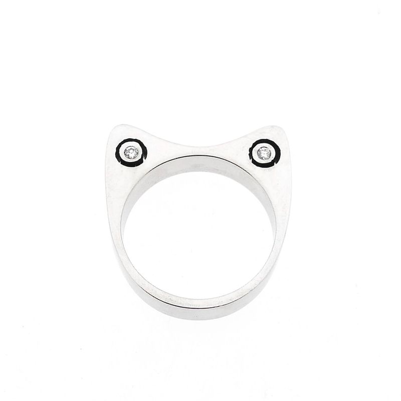 Image 5 of White Gold Cat Ears Ring with Diamonds; 0.08 ct.
