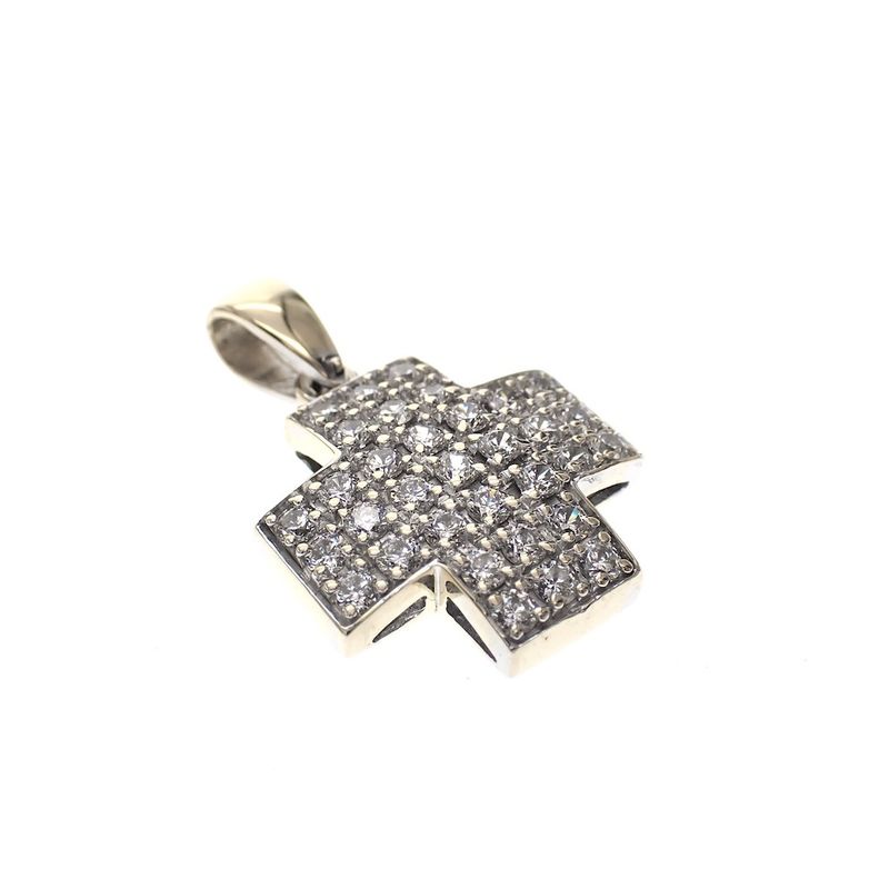 Image 2 of Two-tone pendant of an isosceles cross with zirconia