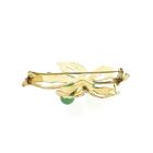 Image 3 of Golden oak leaf brooch with Imperial jade