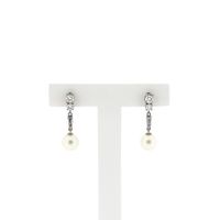White Gold Earrings with Pearl & Diamonds