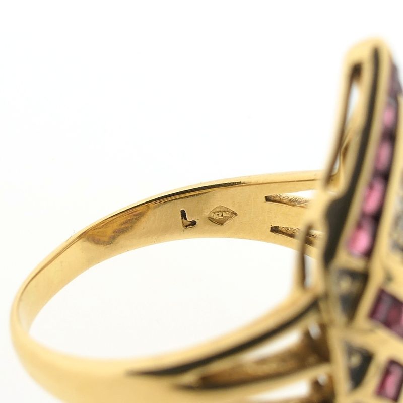 Image 9 of 18 carat gold ring with ruby and zirconia