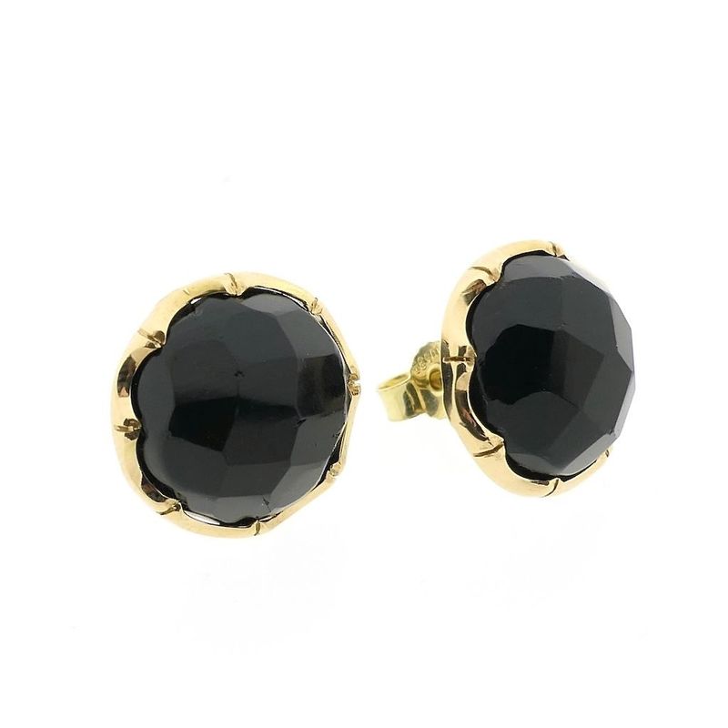 Image 3 of Gold stud earrings with garnet