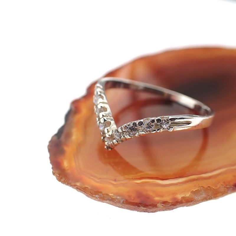 Image 7 of Silver women's ring with zirconia | V-shape