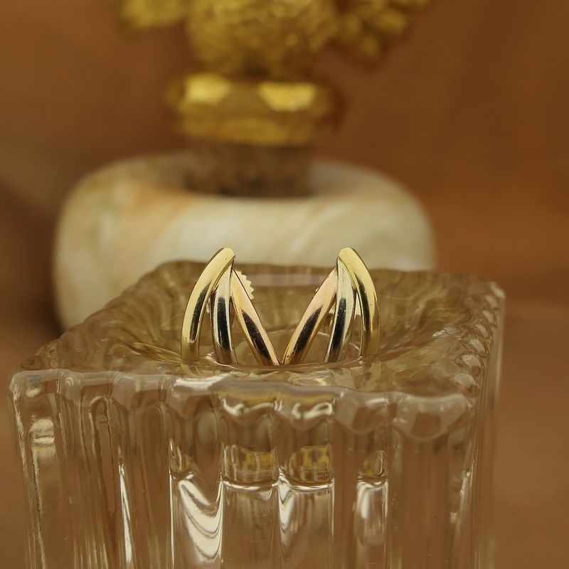 Image 10 of Tricolor gold stud earrings