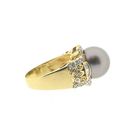 Image 6 of Gold ring with Tahitian pearl and diamond 0.46 ct.